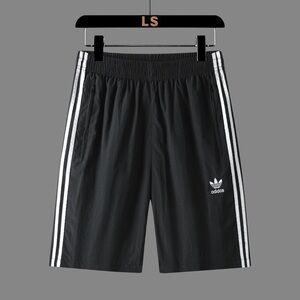 Adidas Men's Black Athletic Shorts with White Stripes